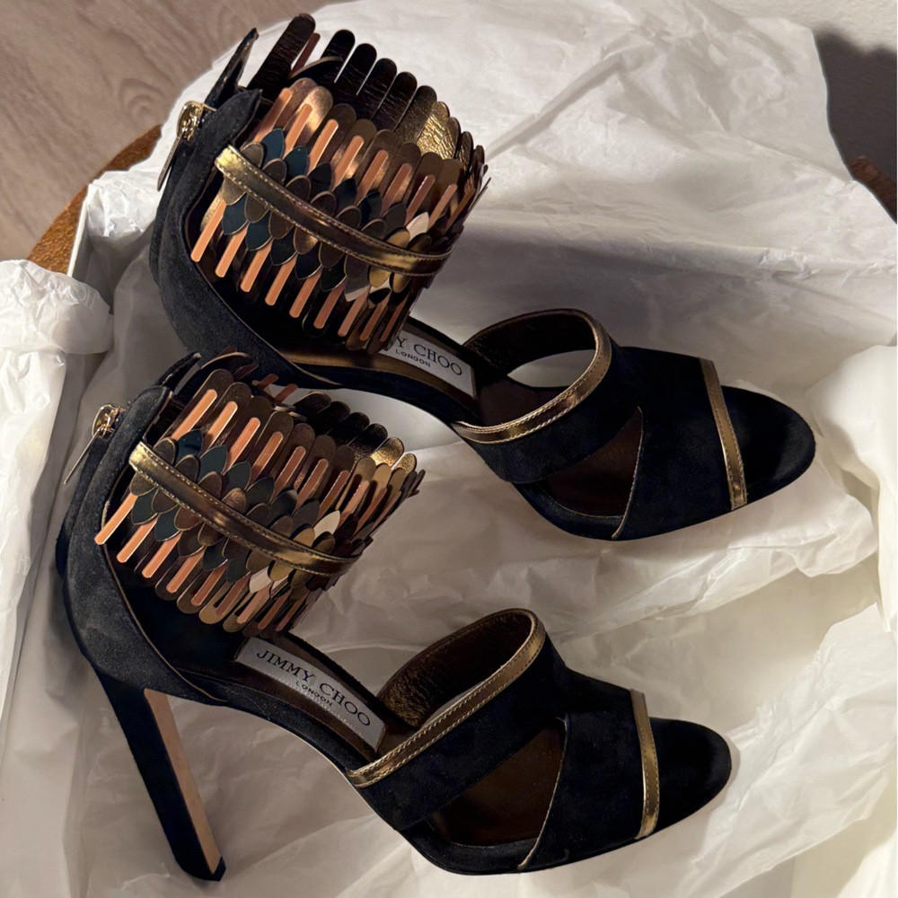 Jimmy Choo Klara 110 Black and Metallic Women's Heels size 37